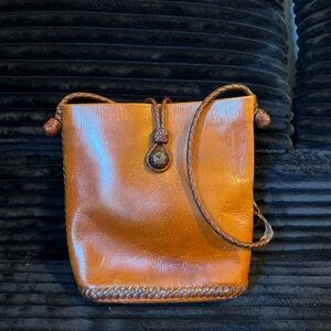Classic Brown Leather Shoulder Bag - Timeless Woven Detail
